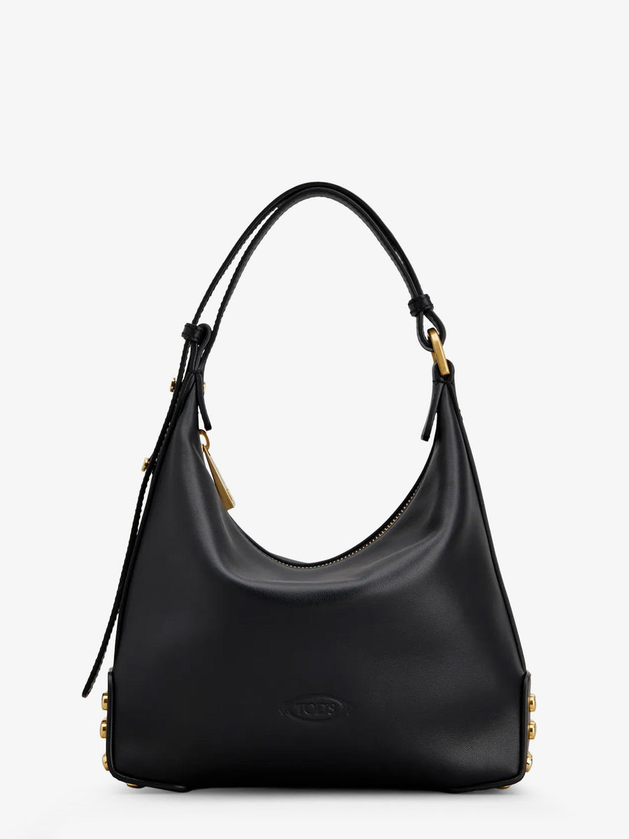 Shoulder Bag Mini Leather Metal Dots Black