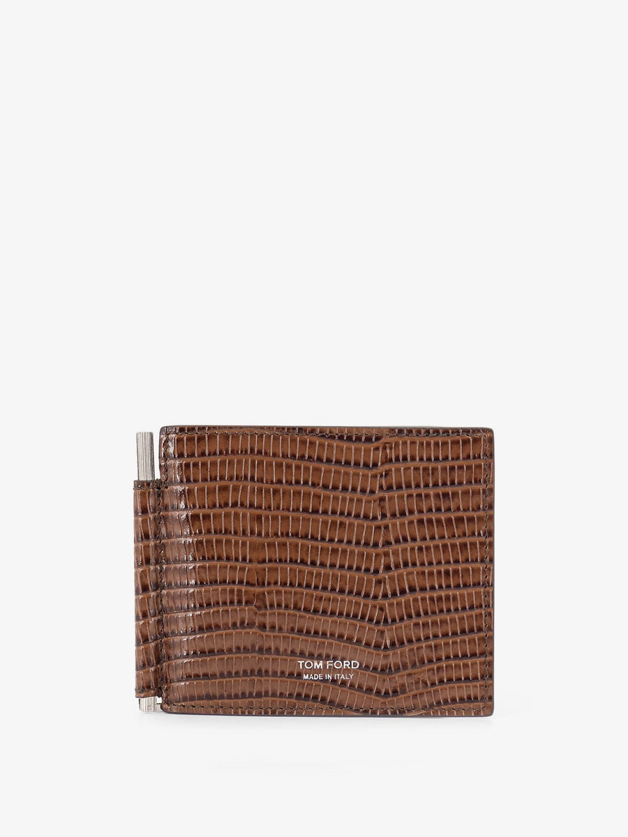 Money Clip Leather Wallet T-Line Brown & Cardholders