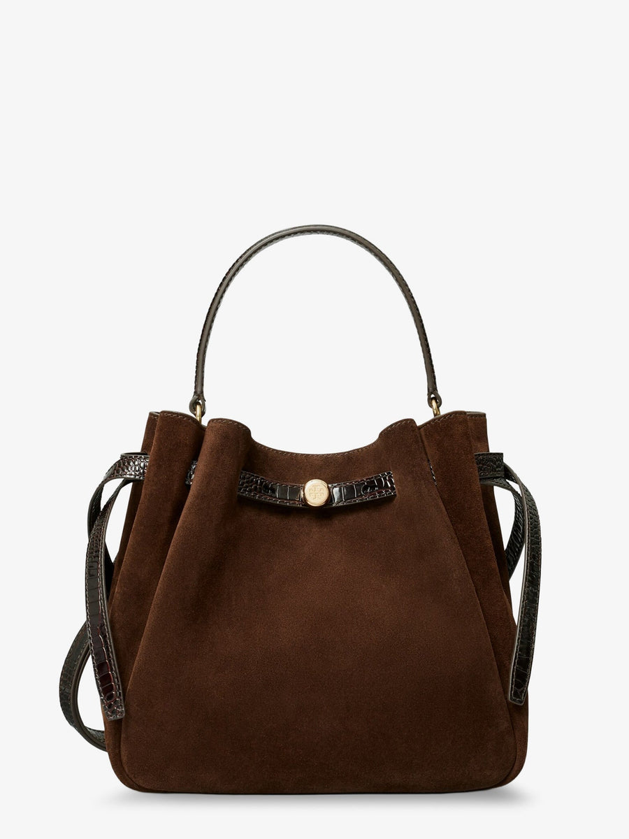 Bucket Bag Romy Brown Suede Shoulder