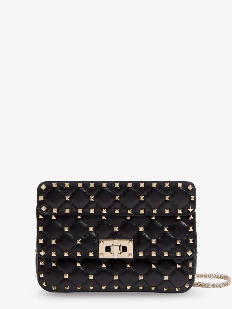 Shoulder Bag Rockstud Spike Black Leather