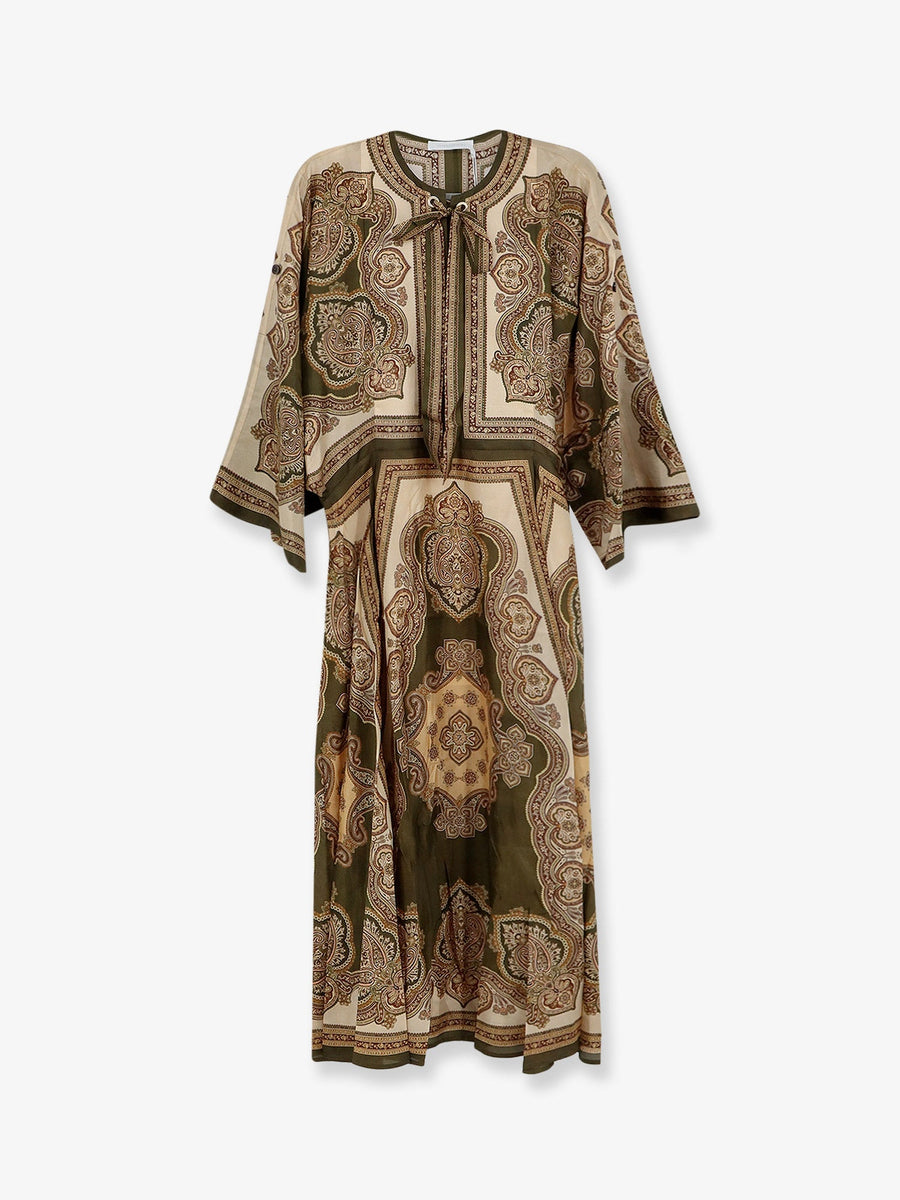 Tunic Dress Mahon Green Silk; Lining: Viscose