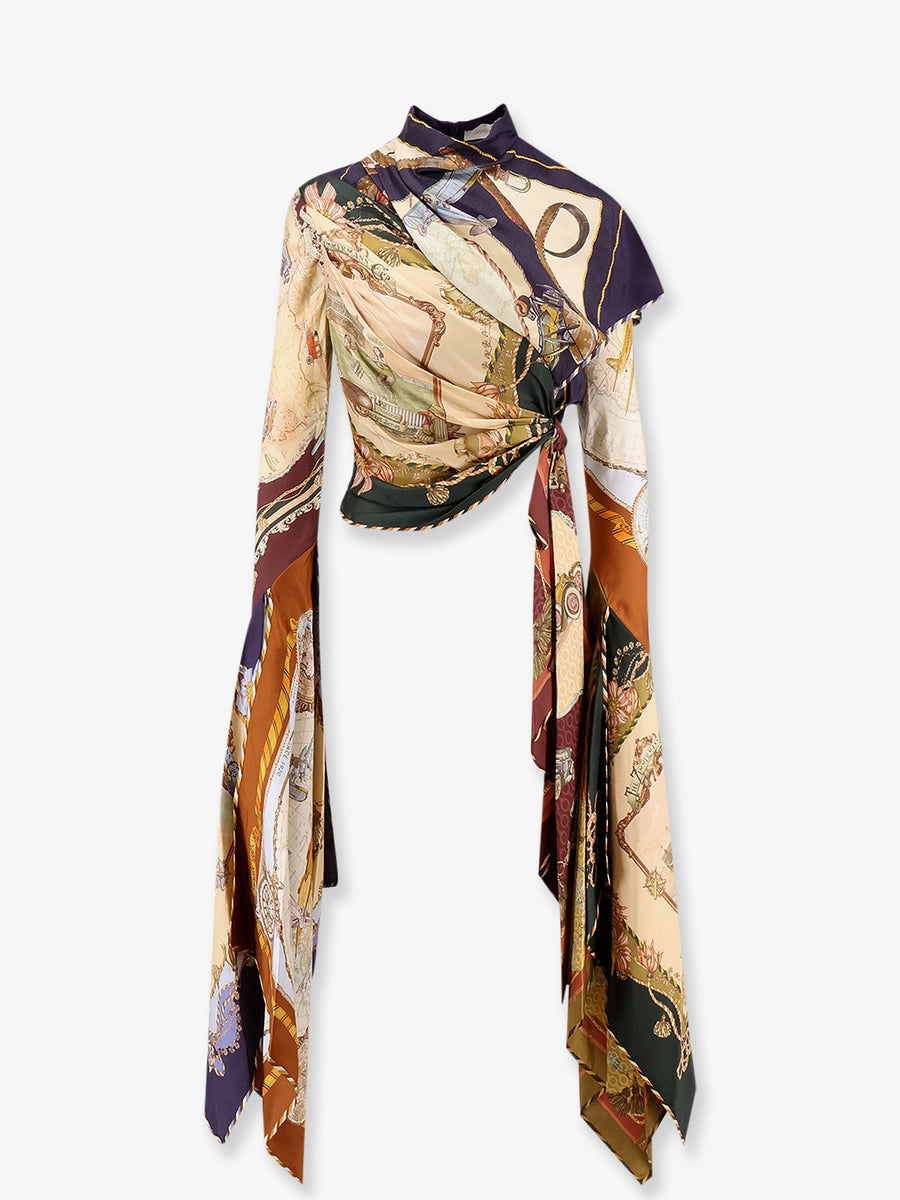 Draped Scarf Top Valiant Black Silk T-shirts & Jerseys
