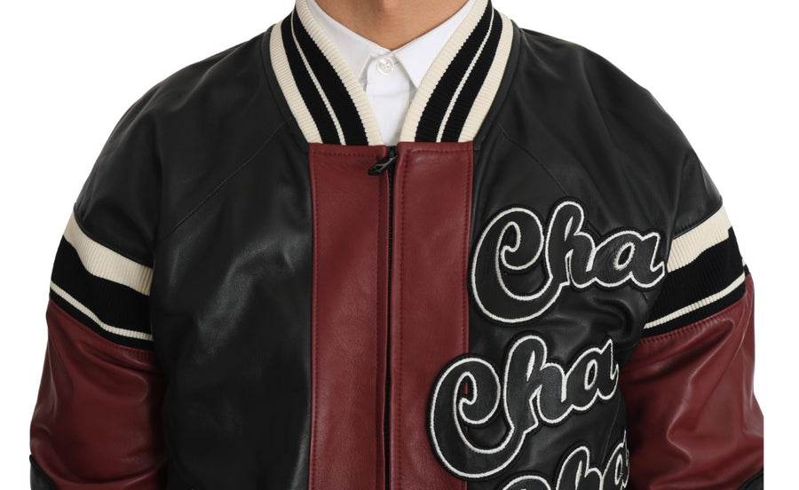 Dolce & Gabbana 100% Montone sheepskin leather jacket in black