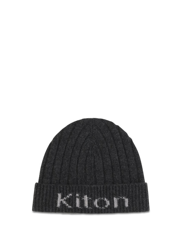 Kiton UCPL003K0235L03 100% Merino Wool beanie in gray
