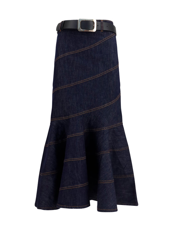 Self-Portrait 93% Cotton skirt in navy