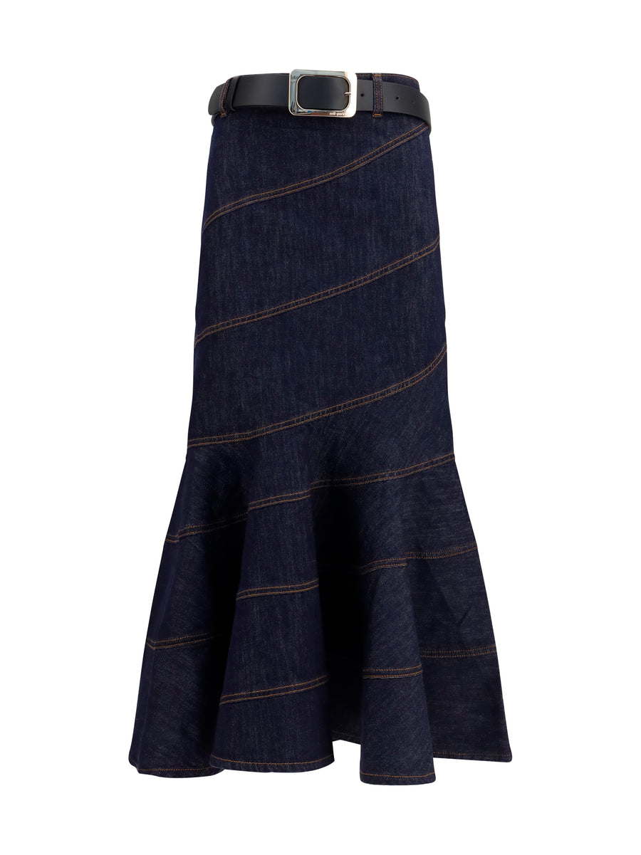 Self-Portrait 93% Cotton skirt in navy