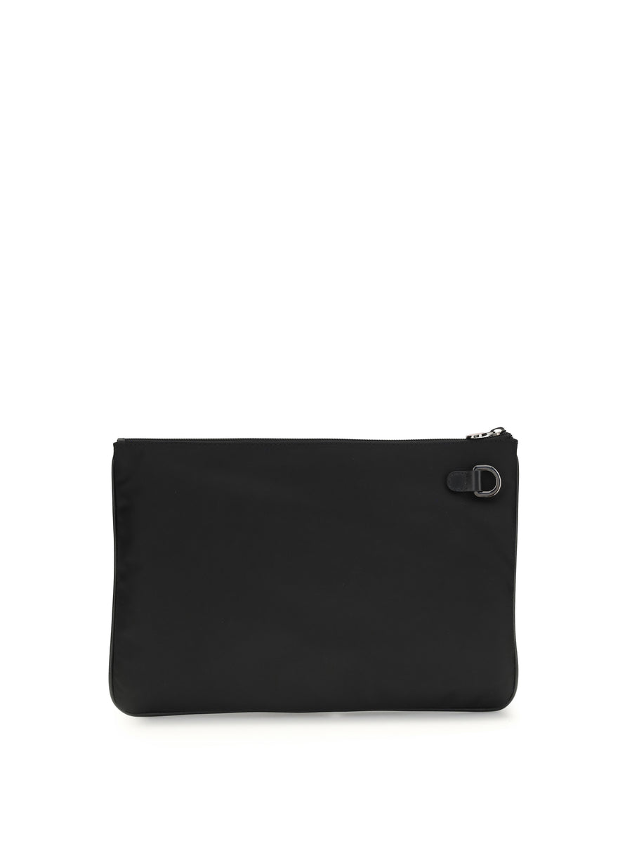 Pouch Bag Black Nylon Clutch