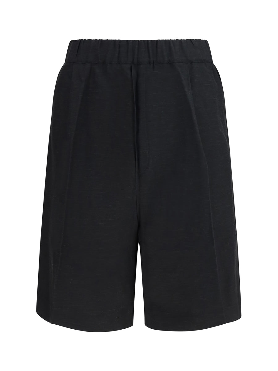 Laneus 80% Viscose; 20% Linen bermuda shorts in black