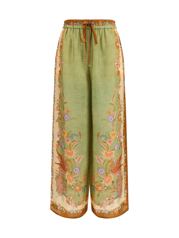 Zimmermann 100% Silk trousers in green