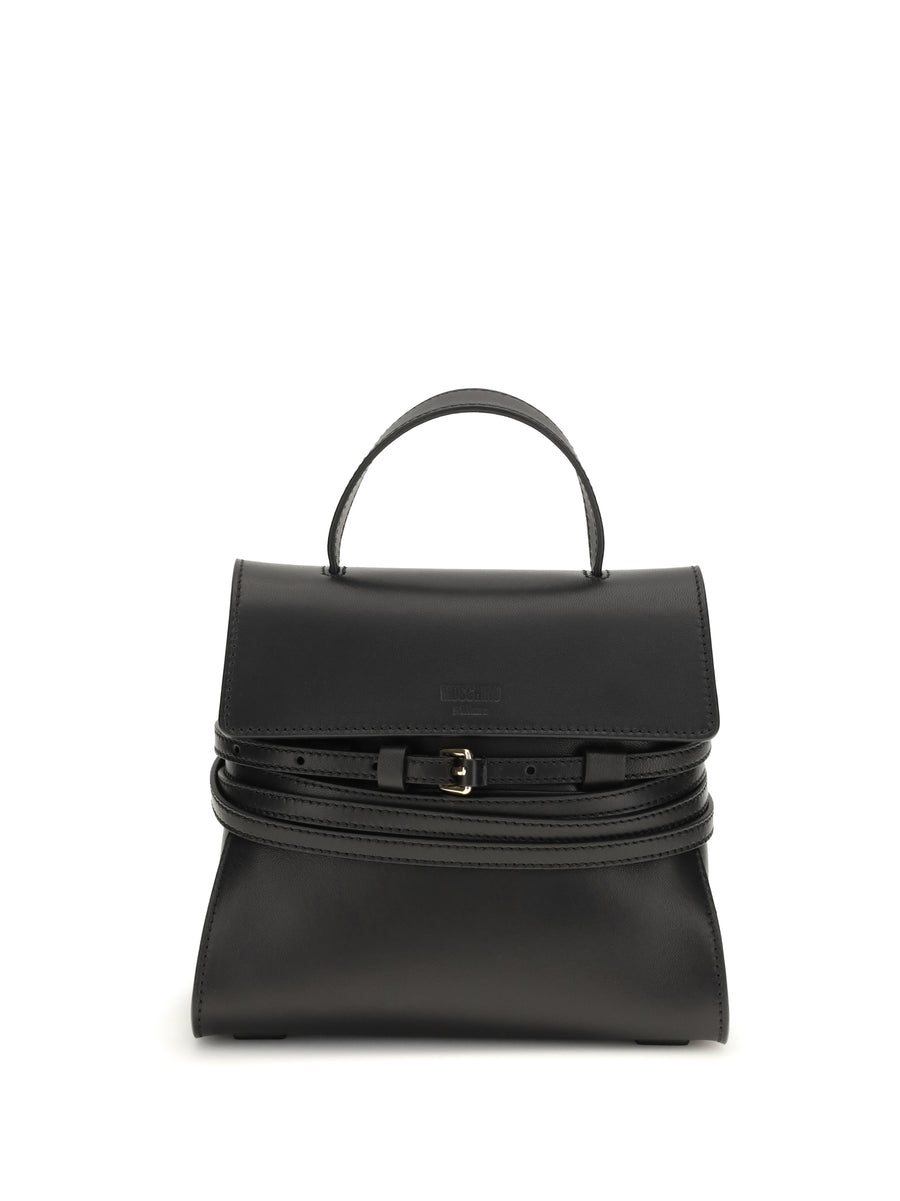 Moschino 100% Calf Leather Bos Taurus top handle bag in black