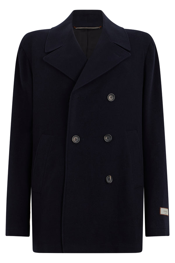 Coat Double-Breasted Wool Blue