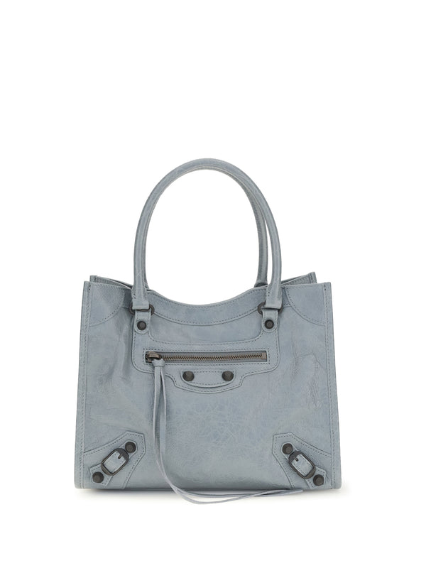 Balenciaga 100% lambskin top handle bag in gray