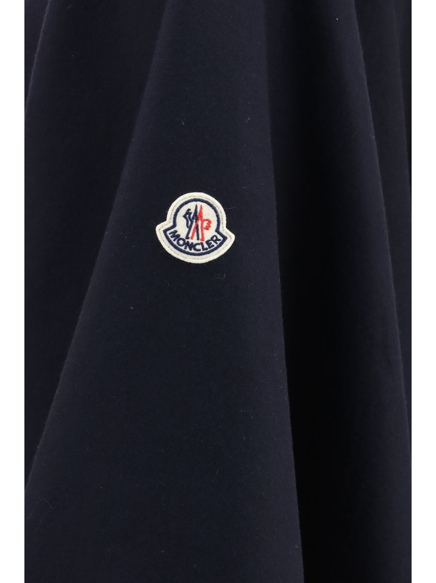 Cape Padded Wool-Blend Navy Fleece Wool (ovis Aries) Scarf
