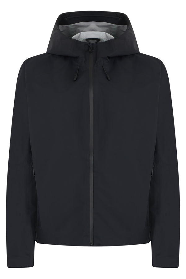 Hooded Jacket Black Polyester Trench & Raincoats