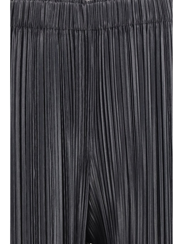 Pleated Pants Razor Black Polyester Trousers