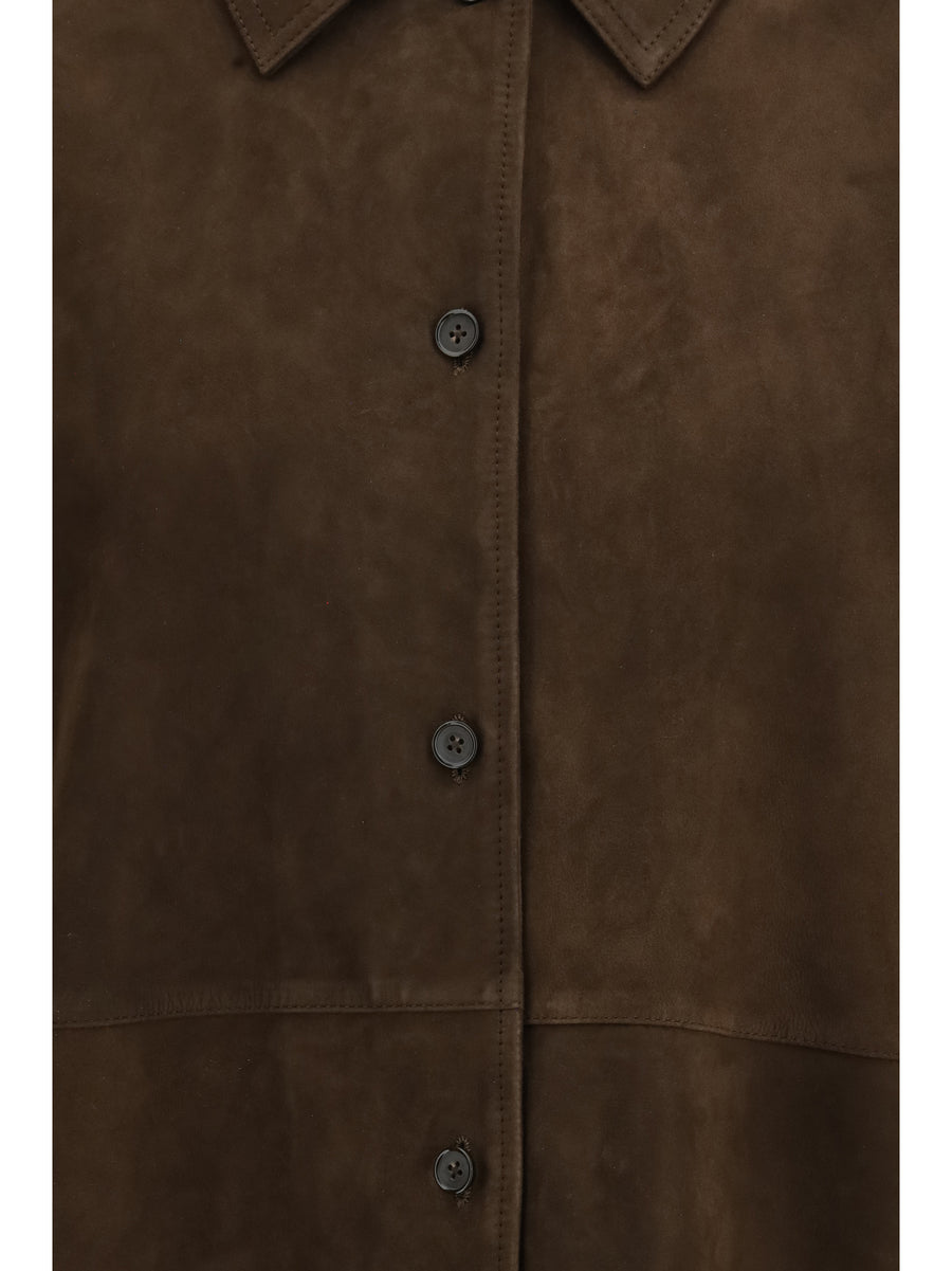 Shirt Jacket Suede Bark Lambskin Leather