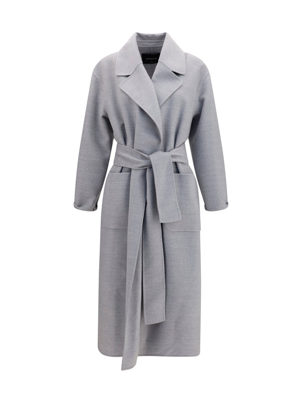 Belted Double Wool Coat Granito Merino Ovis Aries