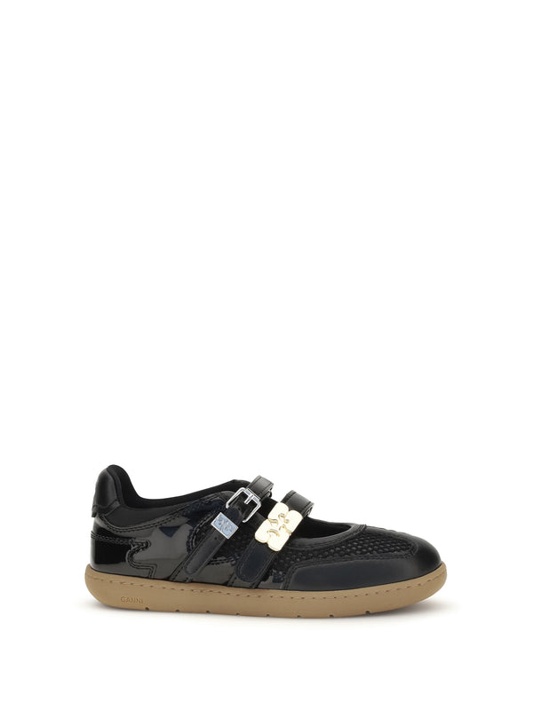 Ganni Upper: 50% polyester ballerinas in black