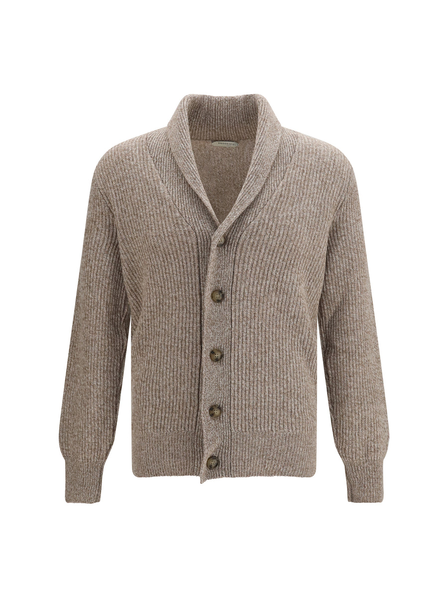 Virgin Wool Shawl Collar Cardigan Segale Fleece Ovis Aries