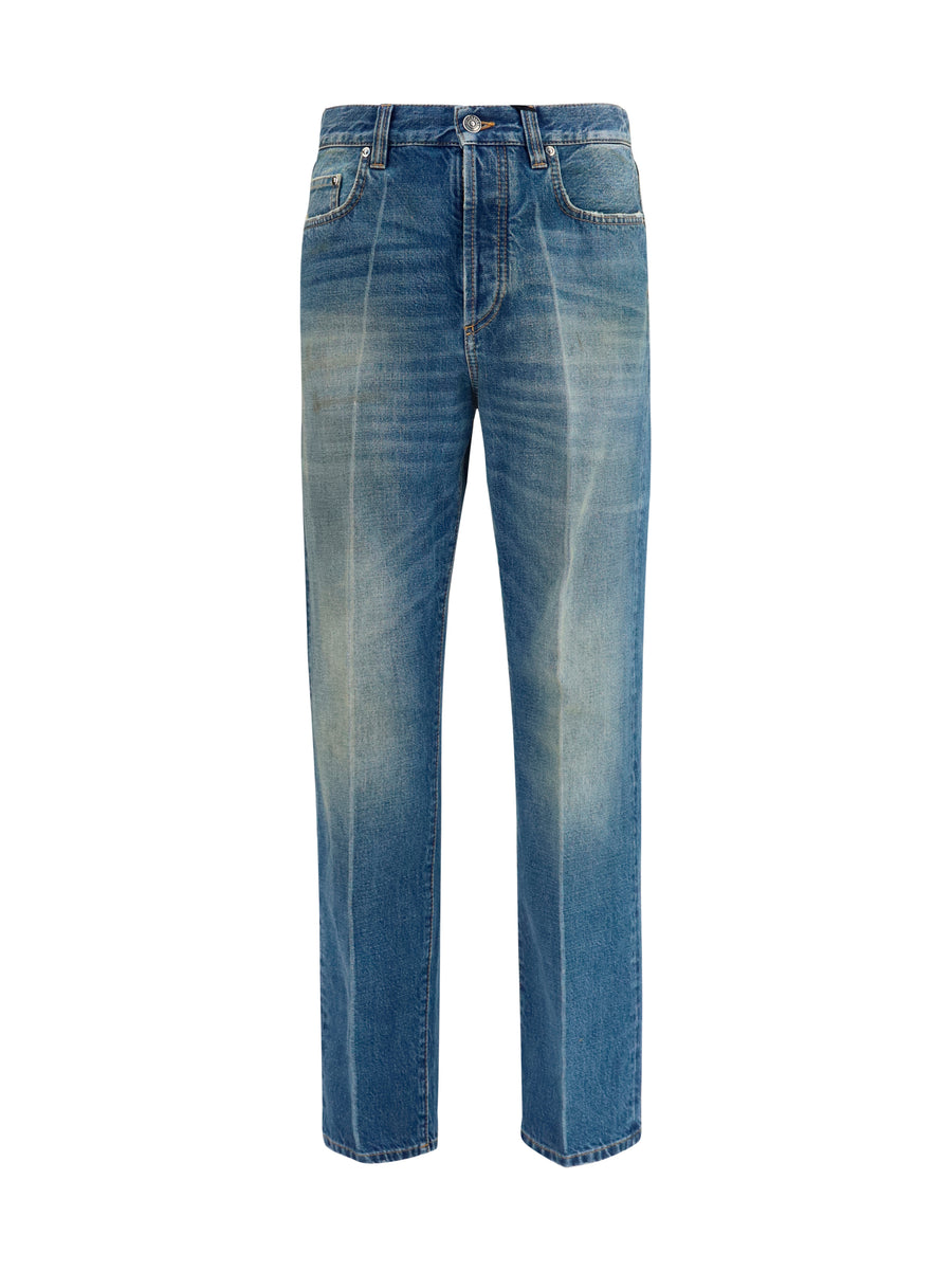 Jeans Straight-Leg Medium Blue Cotton