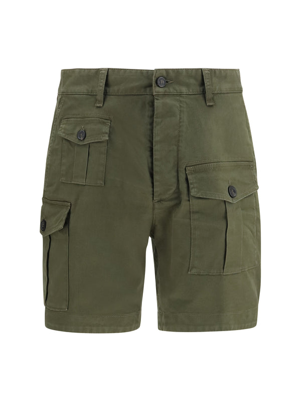 Cargo Shorts Sexy Light Green Cotton Bermuda