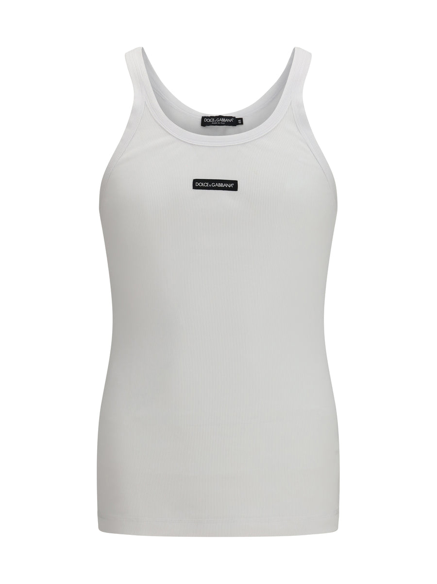 Cotton Printed Tank Top Bianco Ottico