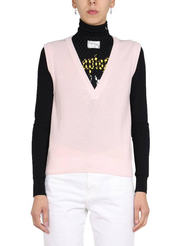 Knitted Vest Pink Cotton Jumpers