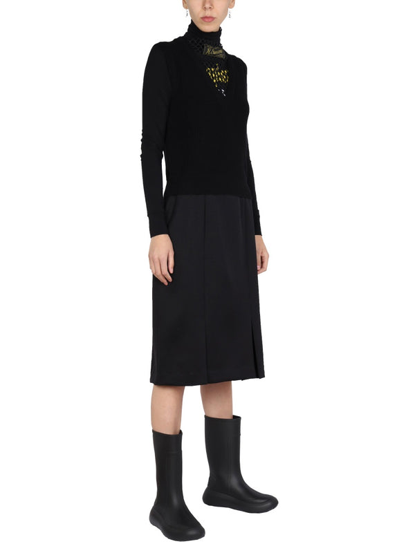 Straight Cut Skirt Black Polyester