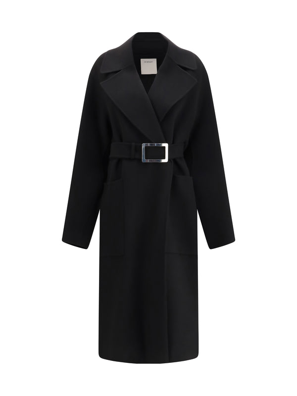 Max Mara Sportmax 100% Wool Fleece coat in black