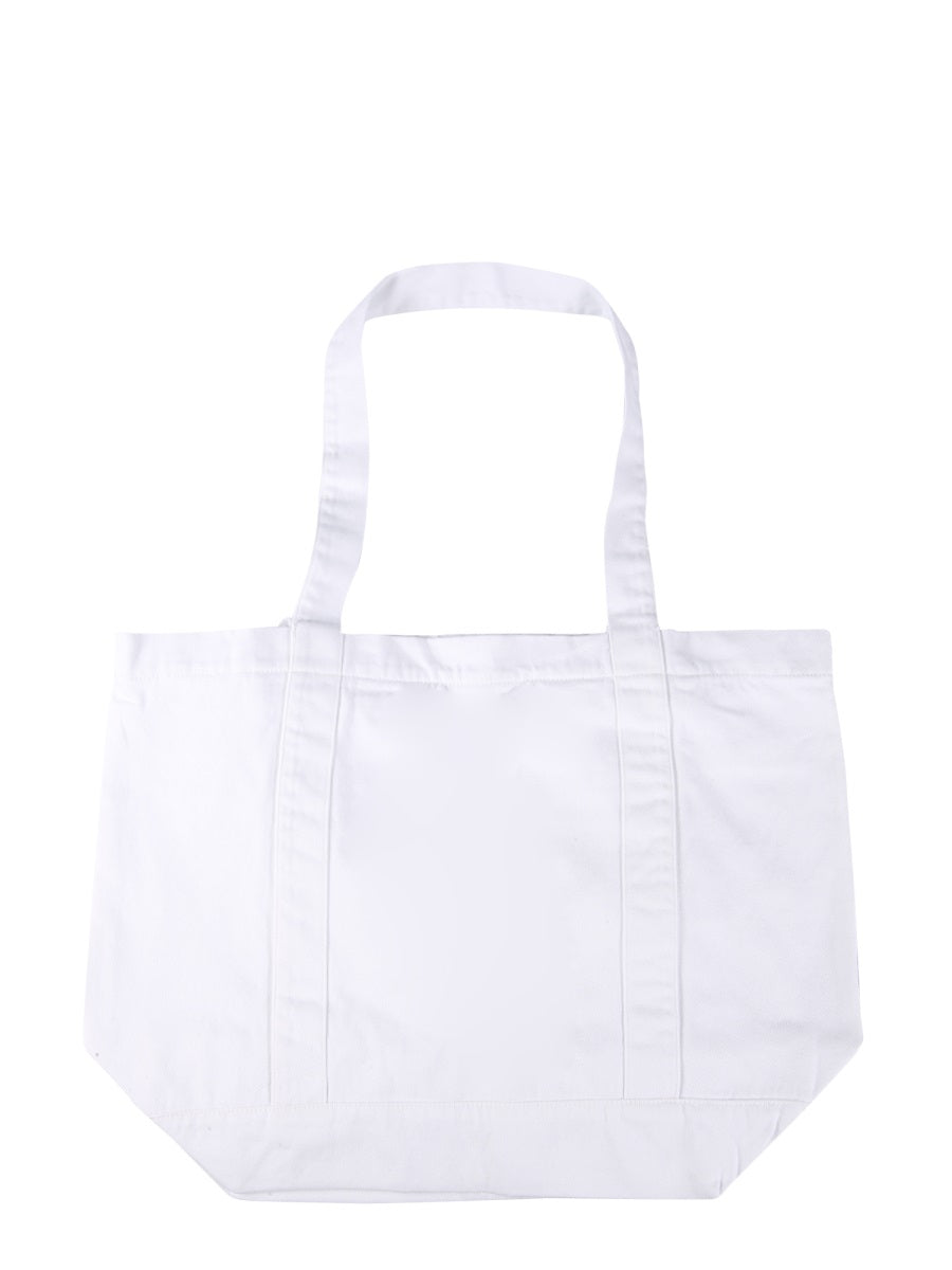 Logo Shopping Bag White Cotton Shoulder