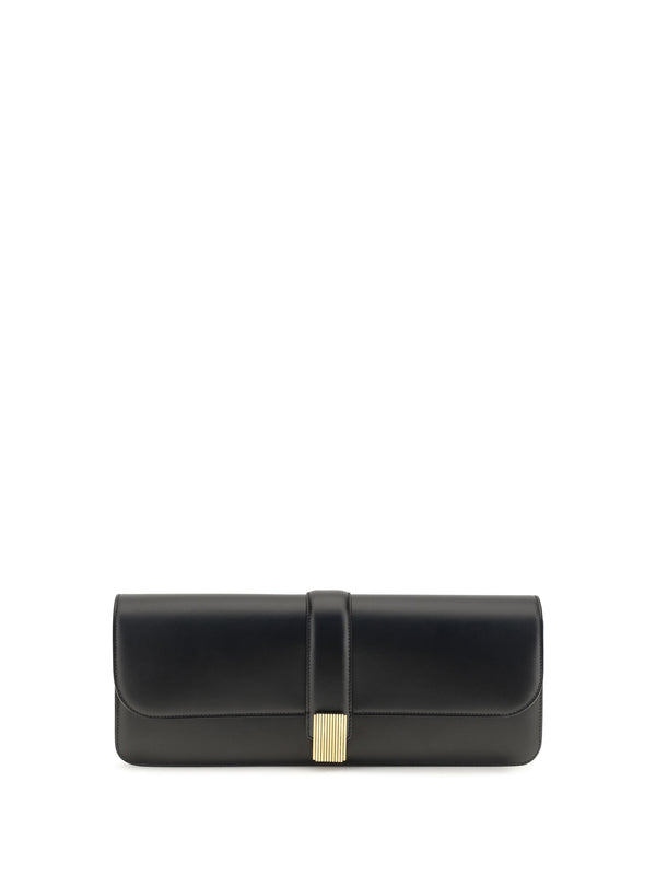 Khaite 100% calf leather (Bos taurus) clutch in black