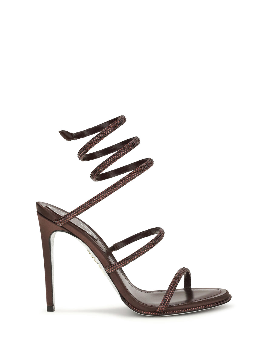 Rene Caovilla 100% silk sandal in burgundy