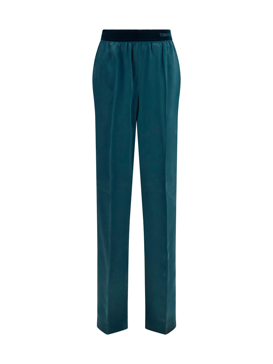 Tom Ford 94% Silk; 6% Elastane trousers in teal