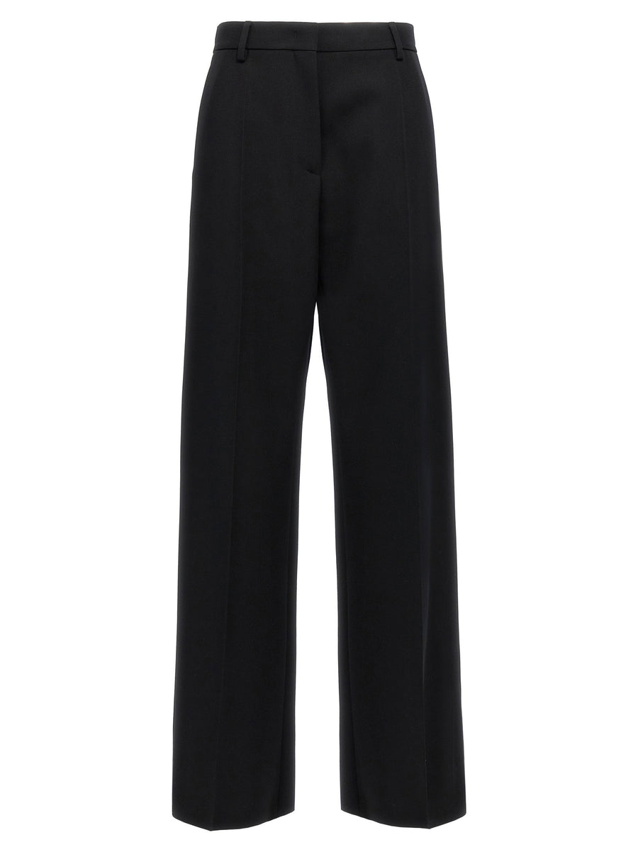 Valentino Garavani Wide-Leg Wool Trousers — Black