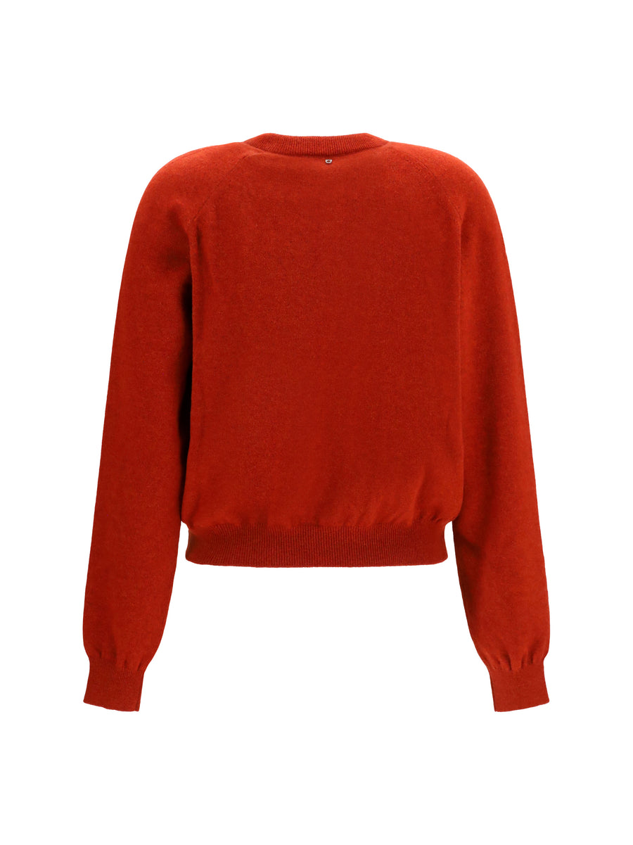 Crewneck Sweater With Cut-Out Detail — Brick Merino Wool