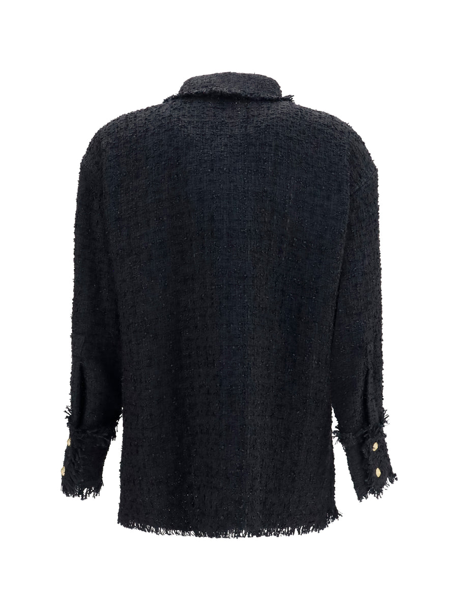 Tweed Shirt Black Polyamide Jacket