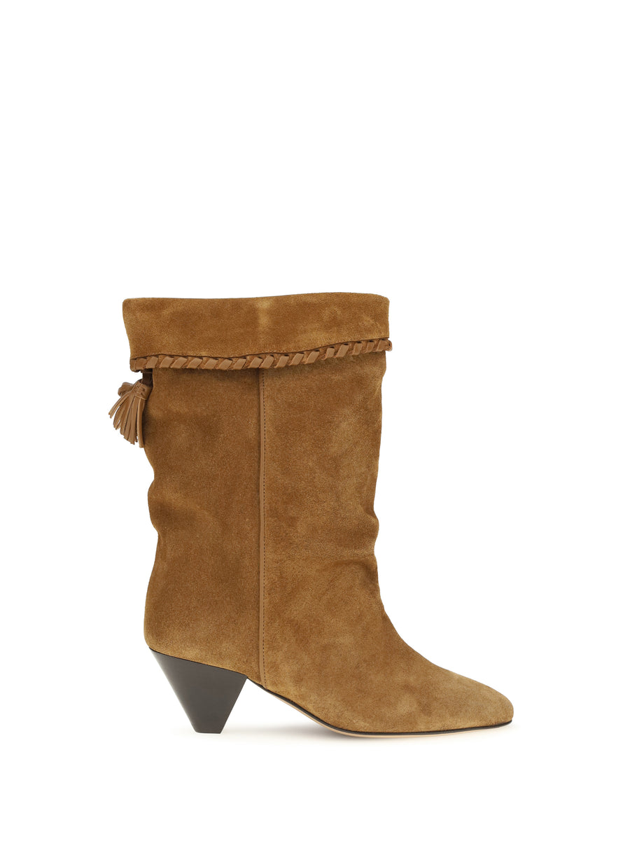 Boots Draped Suede Cognac Calf Leather