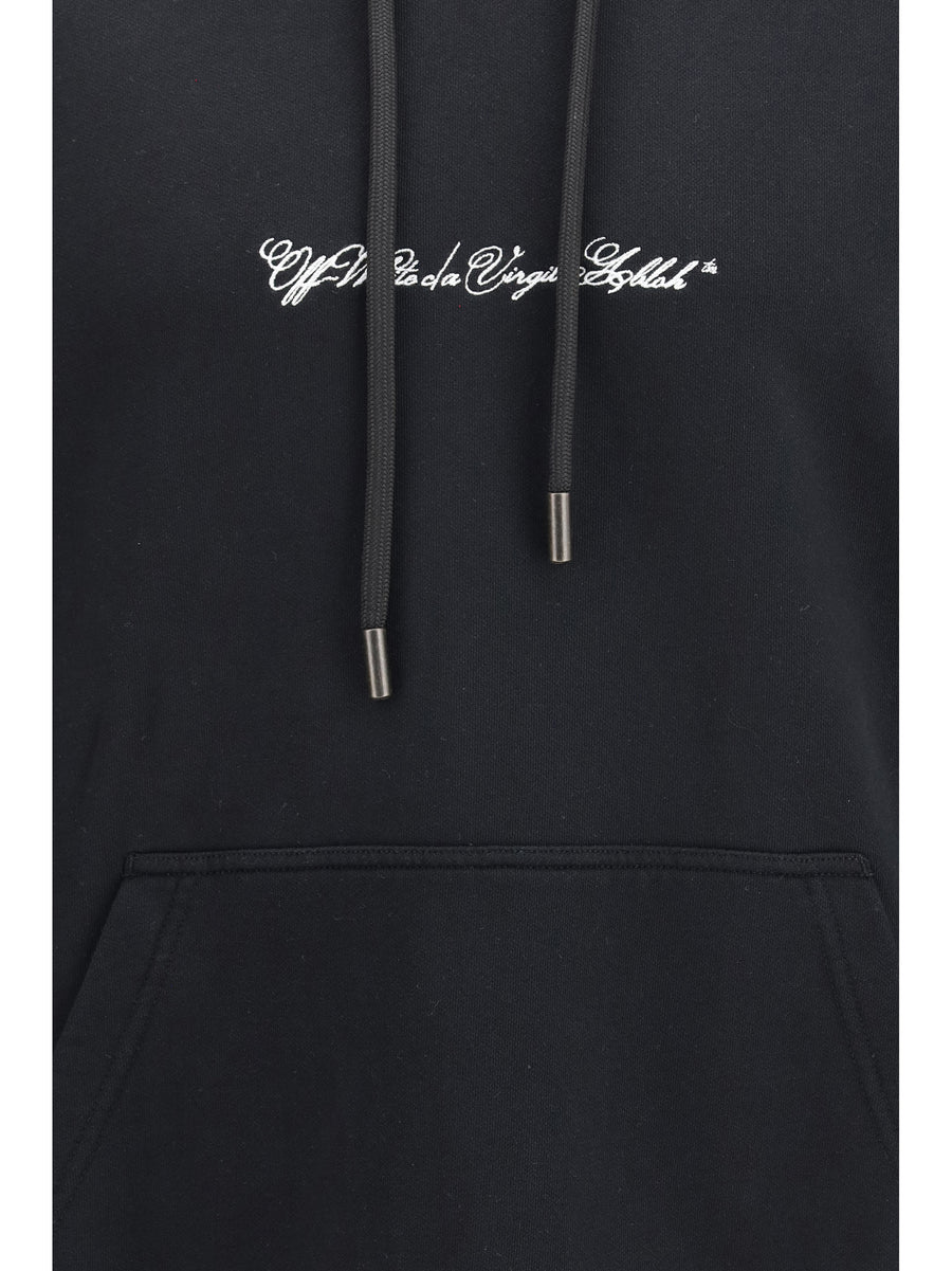 Hoodie Script Arrow Diagonal Black Cotton Sweatshirts