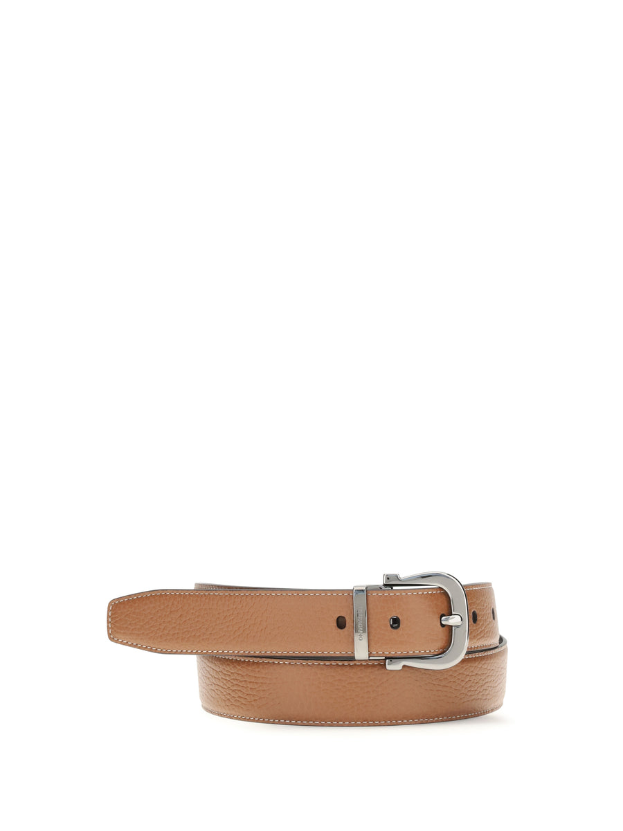 Belt Gancini Cognac Calf Leather