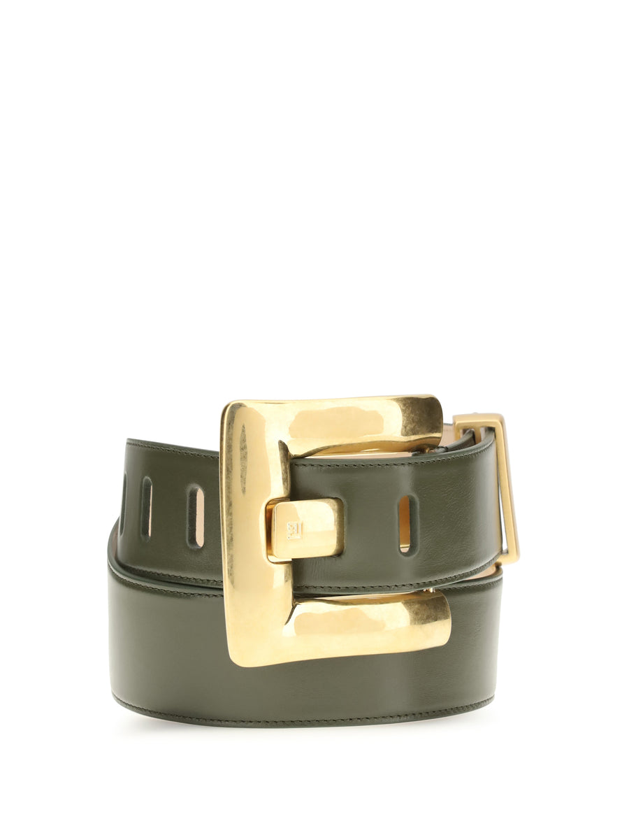 Balmain 100% calf suede belt in green