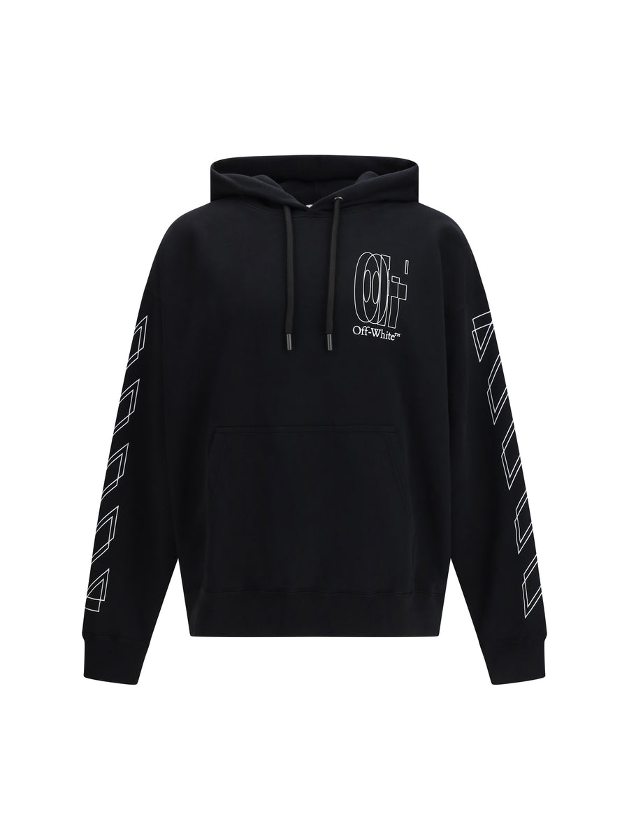 Hoodie Big Double Arrow Black Cotton Sweatshirts