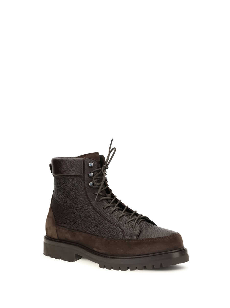 Ankle Boots Deer Leather & Suede Dark Brown Upper