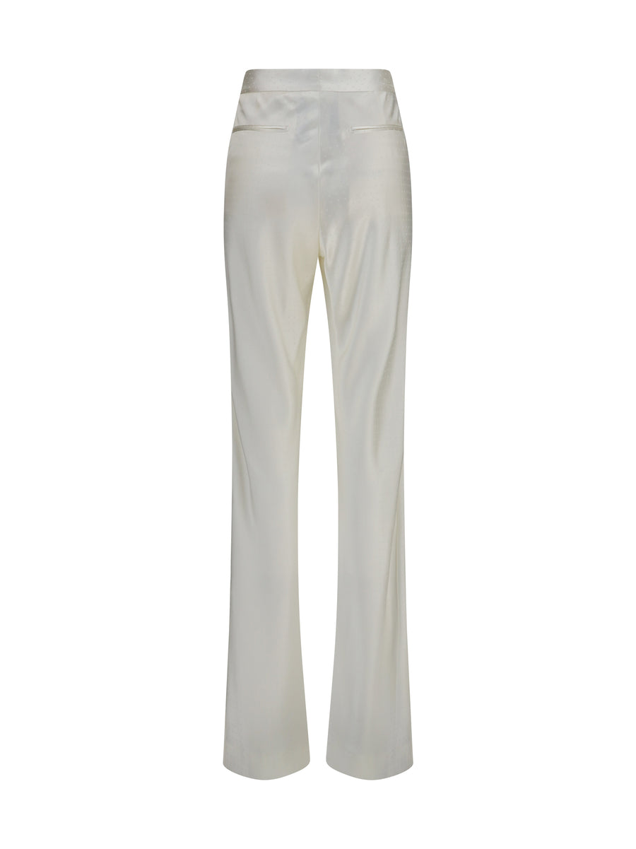 Trousers Bias-Cut Polka-Dot Off White Viscose