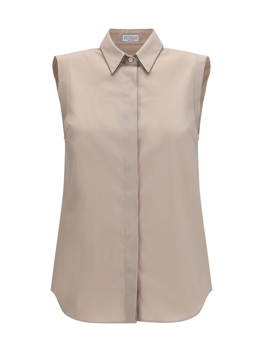 Brunello Cucinelli 72% cotton; 23% polyamide; 5% elastane shirt in beige