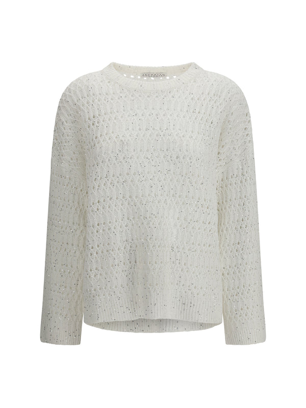 Brunello Cucinelli 94% Silk; 6% Nylon sweater in white