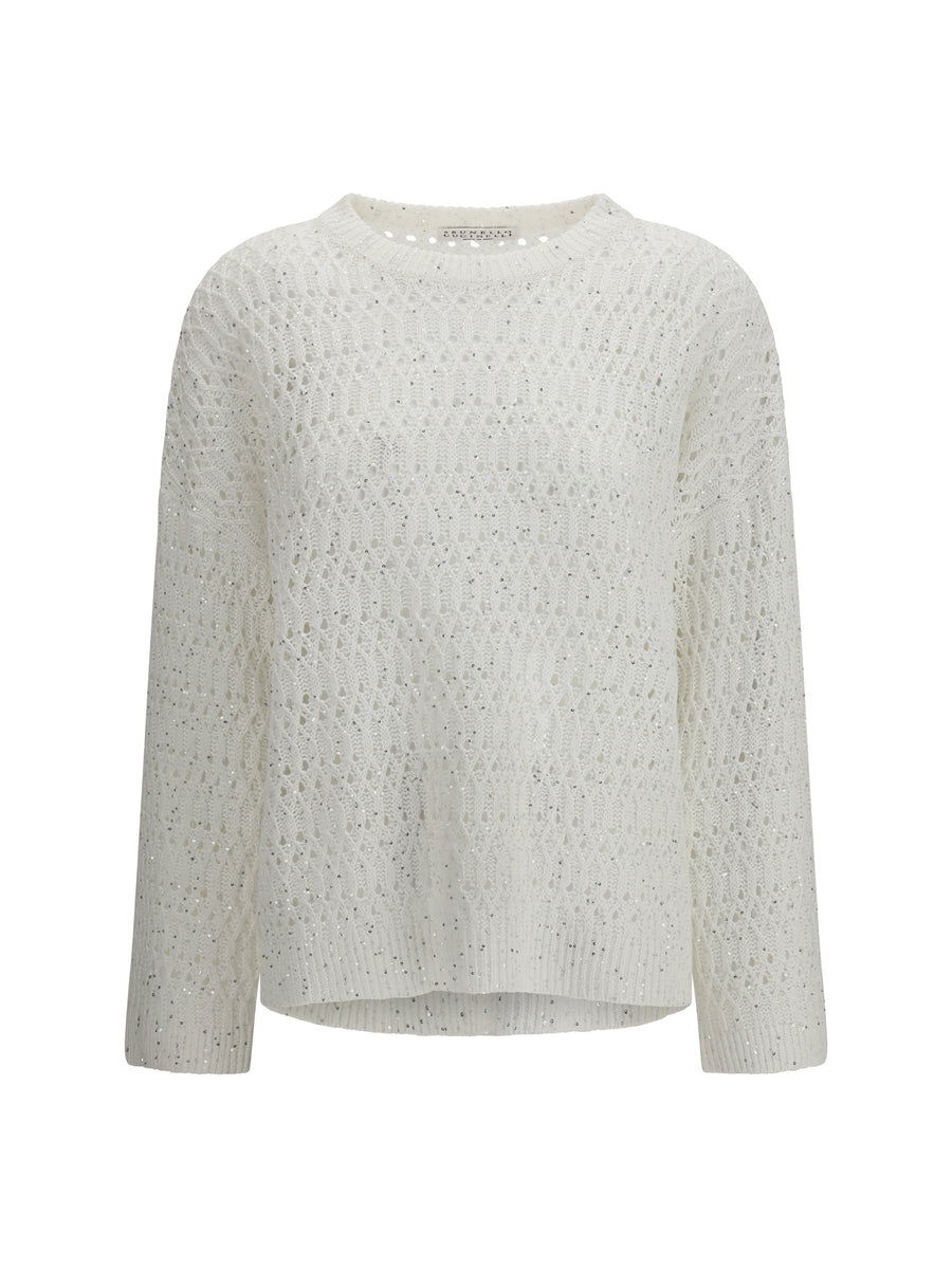 Brunello Cucinelli 94% Silk; 6% Nylon sweater in white