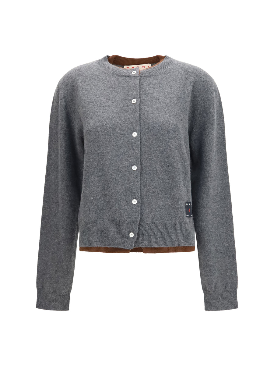 Layered Effect Cashmere Cardigan Graphite Kashmir/capra Hircus