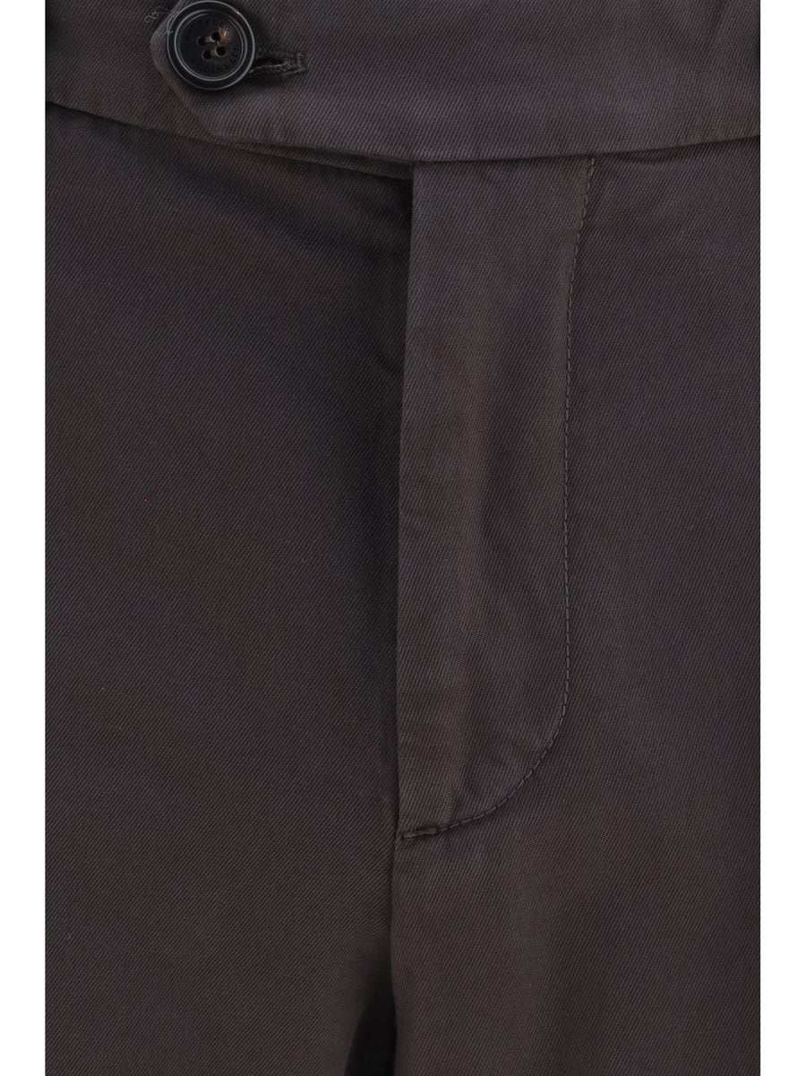 Dyed Cotton Pants Dark Brown Trousers