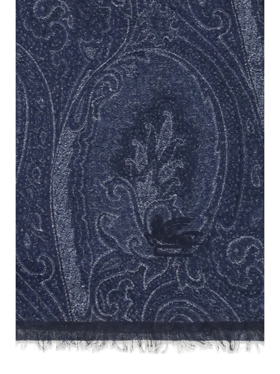 Scarf Paisley Blue Print On Background Modal