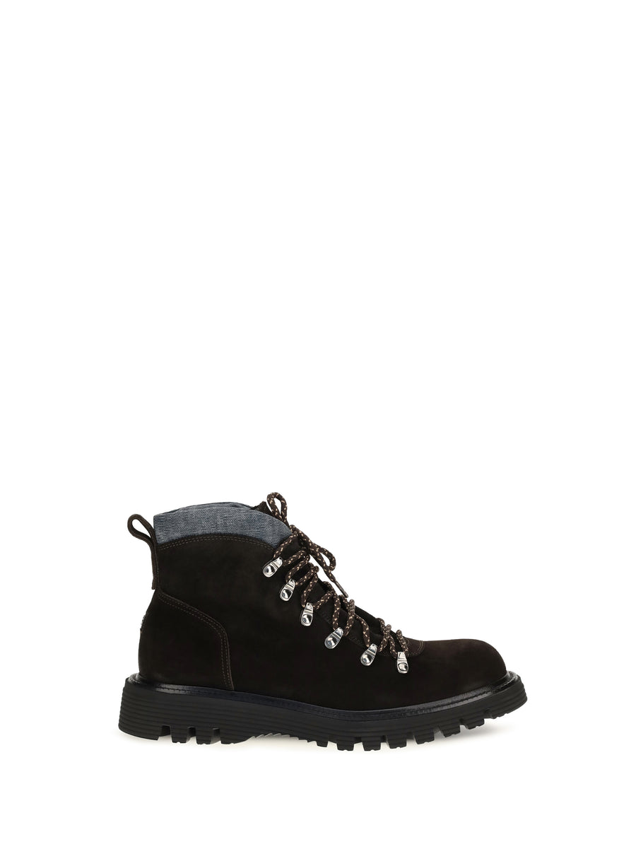 Suede Lace-Up Boots Cacao (dark Brown) Upper: Suede; Sole: Rubber